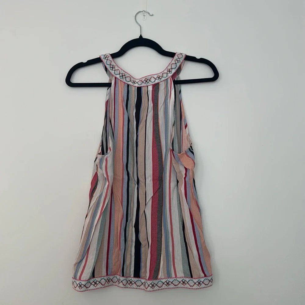 Multi-Color Striped Pattern Halter Tank - Picture 3 of 4